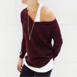 EUC - Lululemon The Sweater Life Heathered Bordeaux Drama Waffle Knit - Size 8